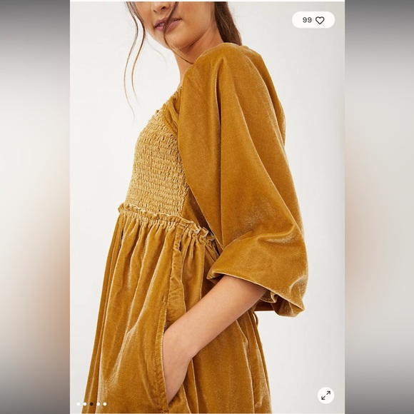 Free People Elegant Gold Yellow Lace-Up Dress NWT sz XL - Picture 4 of 14